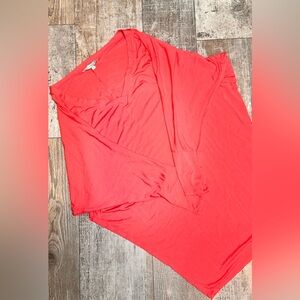 Vibrant Coral V-Neck Top - Size S